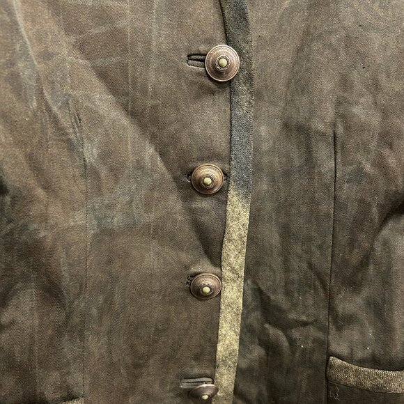 Vintage Olive Green Womens Rolled Cuffs Pockets Button Front Jacket Retro Utilit - Picture 4 of 8